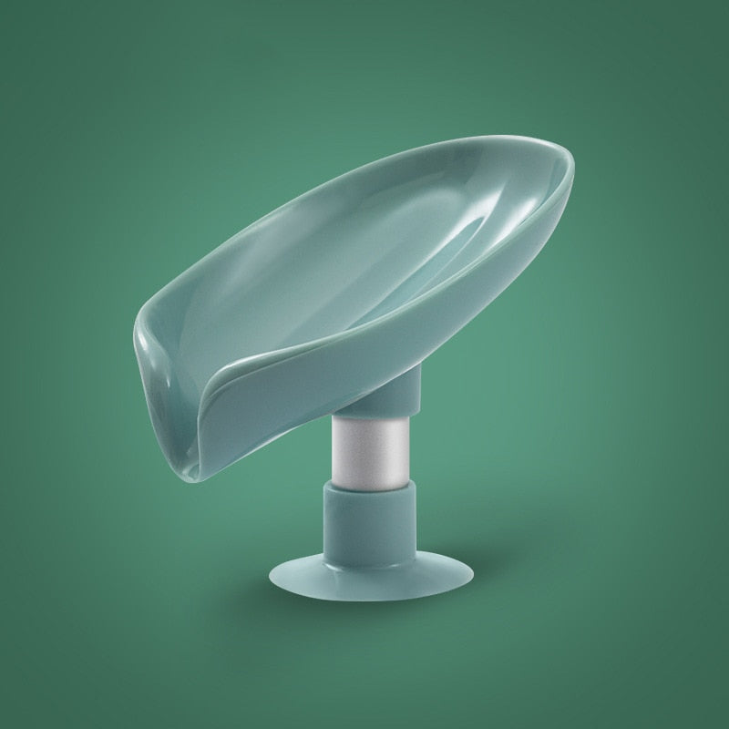 Leaf Shape Soap Box Drain Soap Holder Box Bathroom Shower Soap Holder sponge Storage Tray Creative Sucker Water-free Storage Box