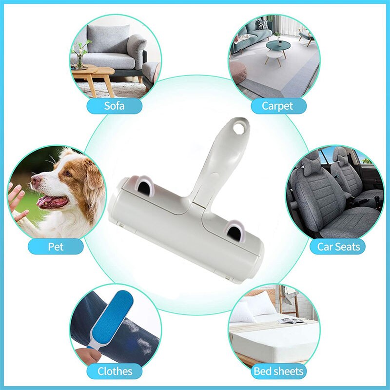 2-Way Dog Cat Comb Tool Convenient Cleaning Lint Brush Pet Hair Roller Remover Dog Cat Fur Brush Base Home Furniture Sofa Clothe