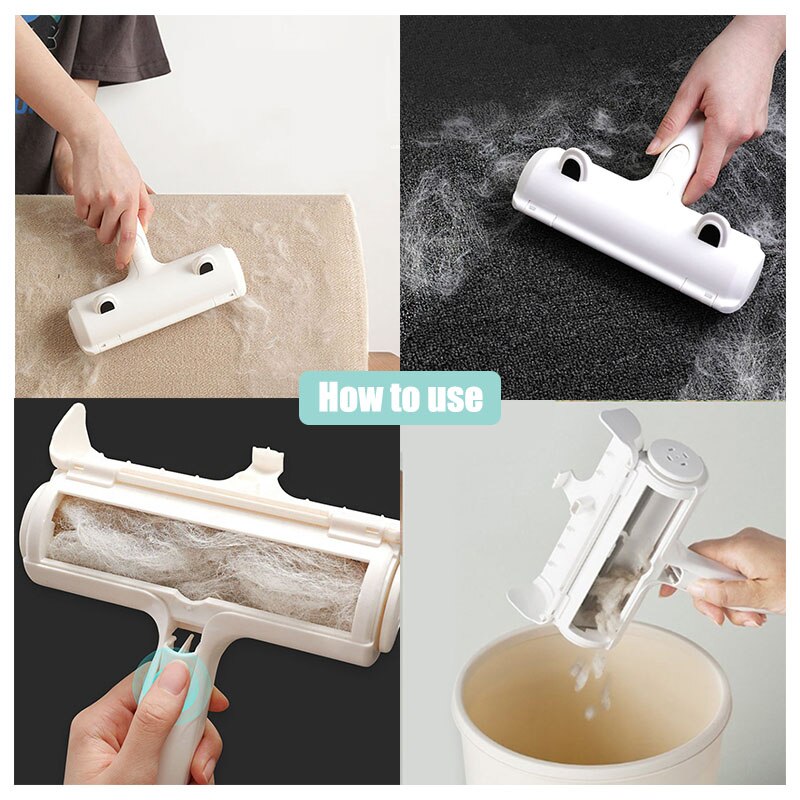 2-Way Dog Cat Comb Tool Convenient Cleaning Lint Brush Pet Hair Roller Remover Dog Cat Fur Brush Base Home Furniture Sofa Clothe